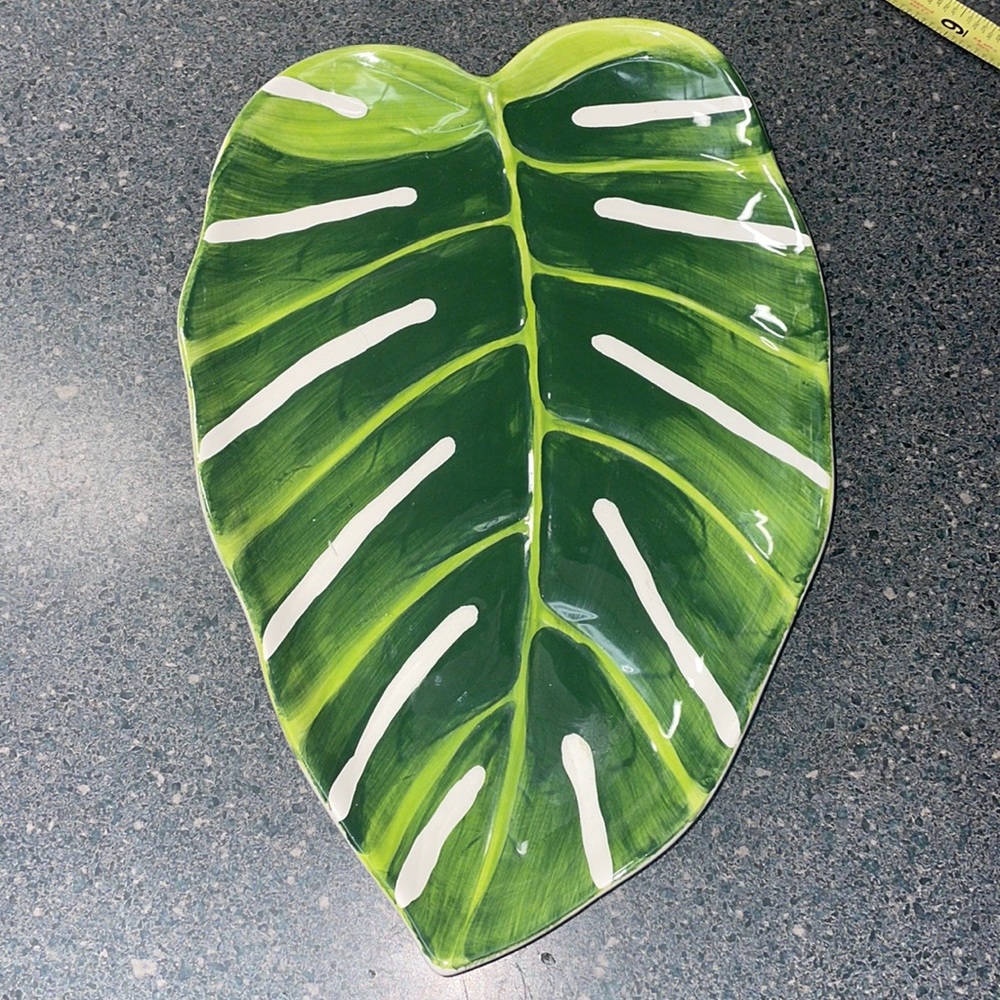 Avon Green Leaf Decorative Tray - Dark Green & Lime